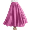 thumbnail image 1 of Busydd Womens Maxi Skirt Trendy Elastic Waist Boho Long Skirts for Women Casual Vacation Solid Color Womens Skirts Flowy A-Line Ankle-Length Summer Skirts Free Size: Waist: 25.20-37.01'', 1 of 1