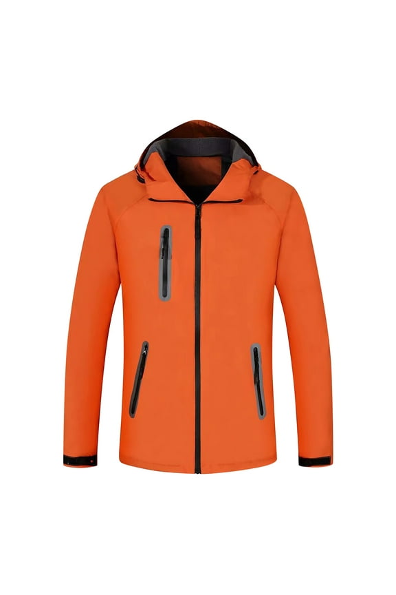 Womens and Mens Windbreaker Jacket Solid Color Rain Coats with Hood Windproof Hiking Mountain Jackets Winter Coats for Couples Plus Size Rain Jacket with Pockets M-3XL