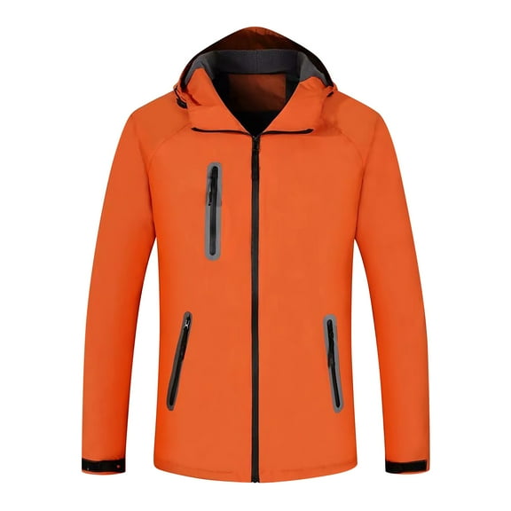 Busydd Womens and Mens Windbreaker Jacket Solid Color Rain Coats with Hood Windproof Hiking Mountain Jackets Winter Coats for Couples Plus Size Rain Jacket with Pockets M-3XL