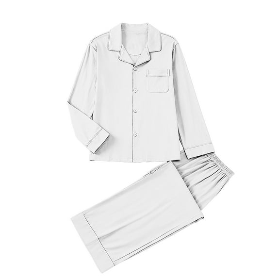 Busydd Womens Pajama Sets 2 Piece Long Sleeve Lapel Button Tops and Pants Pj Sets for Woman Casual Comfy Solid Color Women's Sleepwear XL