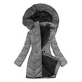 thumbnail image 1 of Busydd Womens Puffer Jacket Solid Color Long Sleeve Warm Fleece Jacket Women Fashion Casual Zip up Hooded Winter Coats for Women with Pockets 2XL, 1 of 8
