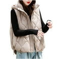 thumbnail image 1 of Busydd Womens Puffer Vest Warm Cotton Winter Vest Solid Color Zip Up Puffy Gilet Casual Lightweight Sleeveless Outerwear with Hood, 1 of 9