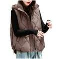 thumbnail image 1 of Busydd Womens Puffer Vest Warm Cotton Winter Vest Solid Color Zip Up Puffy Gilet Casual Lightweight Sleeveless Outerwear with Hood, 1 of 9