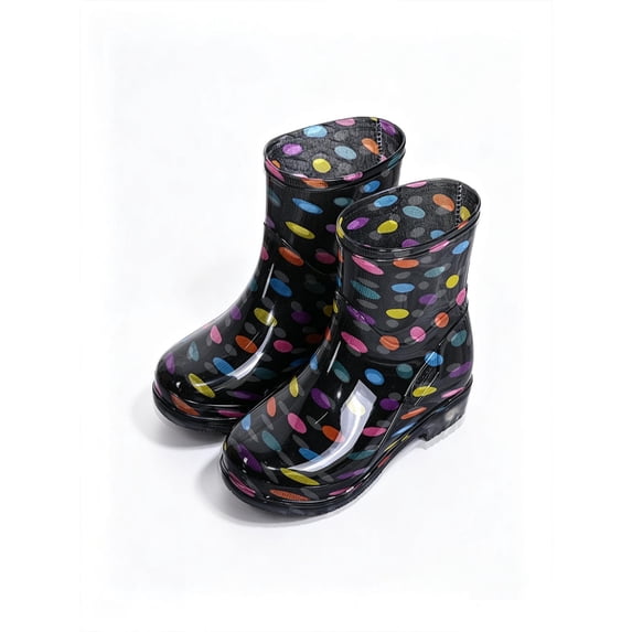 Busydd Womens Rain Boots Trendy Polka Dots Waterproof Ankle Boots Comfortable Round Toe Rain Boots for Outdoor 38