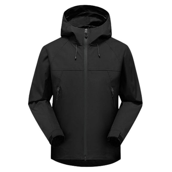 Busydd Womens Rain Coats Solid Color Zip Up Mountain Ski Jacket Windproof Hooded Winter Coats Plus Size Rain Jacket with Pockets S-3XL