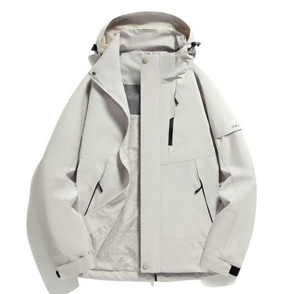 Busydd Womens Rain Coats Zip Up Windproof Ski Jacket Solid Color Fall Jackets for Women Fashion Casual Lightweight Windbreaker Jacket Plus Size Rain Jacket with Hood S-3XL