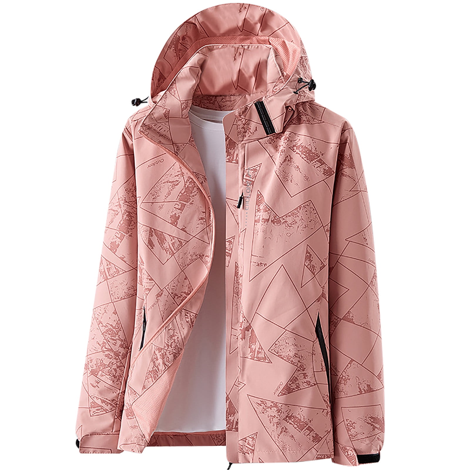 Busydd Womens Rain Jacket Fashion Print Windproof Raincoat Zip Up ...