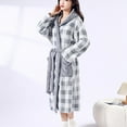 thumbnail image 1 of Busydd Womens Robe Fashion Plaid Fleece Bathrobe for Women Winter Warm Hooded Drawstring Pajamas for Women Comfortable Women's Sleepwear with Pockets Free Size, 1 of 5