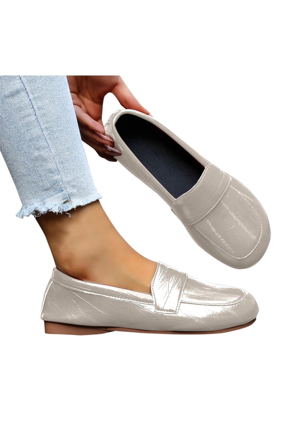Womens Shoes Fall Casual Comfy Slip on Shoes Women Versatile Round Toe Solid Color Womens Flats 7.5