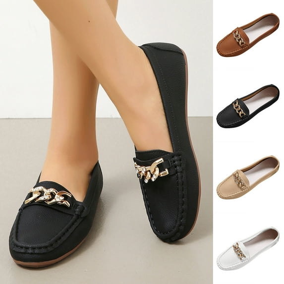 Busydd Womens Shoes Fall Fashion Versatile Low Heel Slip on Shoes Women Solid Color Round Toe Women Footwear 5.5