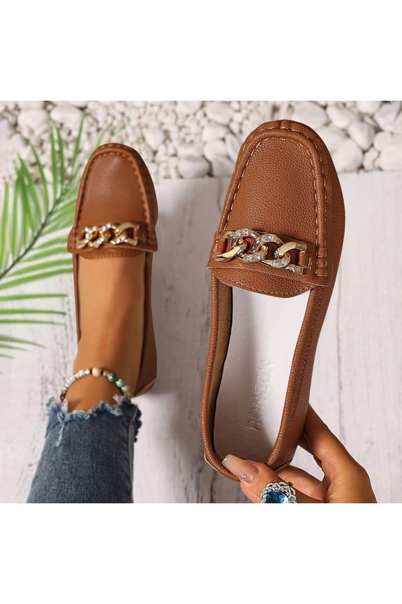 Womens Shoes Fall Fashion Versatile Low Heel Slip on Shoes Women Solid Color Round Toe Women Footwear 9