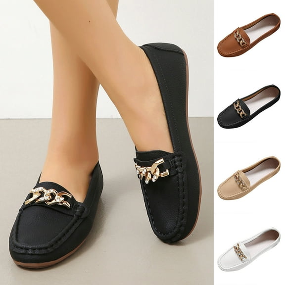 Busydd Womens Shoes Fall Fashion Versatile Low Heel Slip on Shoes Women Solid Color Round Toe Women Footwear 9