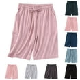 thumbnail image 1 of Busydd Womens Shorts Casual Comfy Solid Color Pajama Shorts Trendy Breathable Knee Length Elastic Waist Sleep Shorts Comfy Baggy Drawstring Summer Shorts with Pockets, 1 of 9