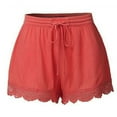 thumbnail image 1 of Busydd Womens Shorts Lace Hem Drawstring Gym Workout Shorts Summer Comfy High Waisted Shorts Plus Size Lounge Yoga Shorts Solid Color Wide Leg Shorts,S-4XL, 1 of 3