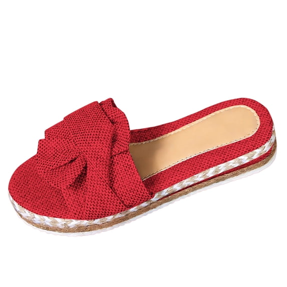 Busydd Womens Slides Comfortable Thick Sole Beach Sandals for Woman Casual Open Toe Decorative Bow Summer Slippers 38