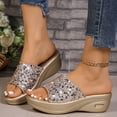 thumbnail image 1 of Busydd Womens Slides Dressy Trendy Sequin Wedge Sandals Casual Comfort Open Toe Beach Sandals for Woman, 1 of 9