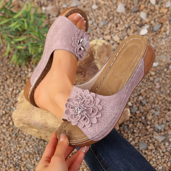 Busydd Womens Slides Trendy Casual Wedge Sandals Open Toe Slippers for Women Dressy Comfortable Slipper