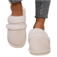 thumbnail image 1 of Busydd Womens Slippers Fashion Cozy Solid Color House Slippers Wingter Warm Fuzzy Slippers Casual Non-Slip Thick Home Bedroom Indoor Slippers Shoes, 1 of 6