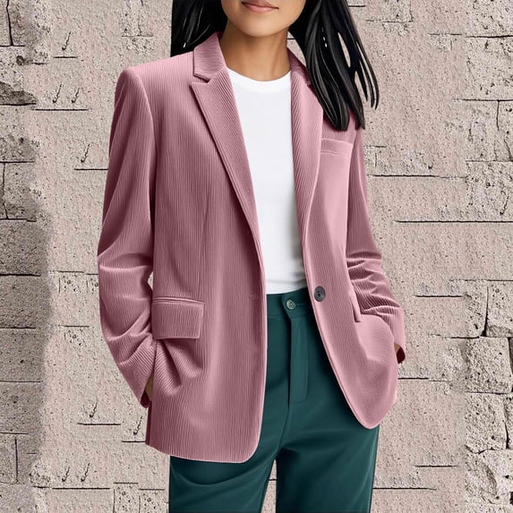 Busydd Womens Suit Jackets Trendy Solid Color Long Sleeve Suit Blazers for Women Lapel Button Business formal Jackets for Women with Pockets M
