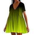 thumbnail image 1 of Busydd Womens Summer Dresses Stylish Colorful Gradient Print Midi Dress Casual Flowy Loose Mini Dress Short Sleeve Deep V Neck Sundress Fashion Beack T-Shirt Dress, 1 of 4