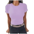 thumbnail image 1 of Busydd Womens Summer Tops Casual Round Neck Short Sleeve T-Shirt Tops Fashion Solid Tummy Control Blouse Tops, 1 of 5