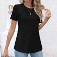 thumbnail image 1 of Busydd Womens Summer Tops Casual Round Neck Short Sleeve T-Shirt Tops Solid Loose Fit Basic Blouse Tops, 1 of 9