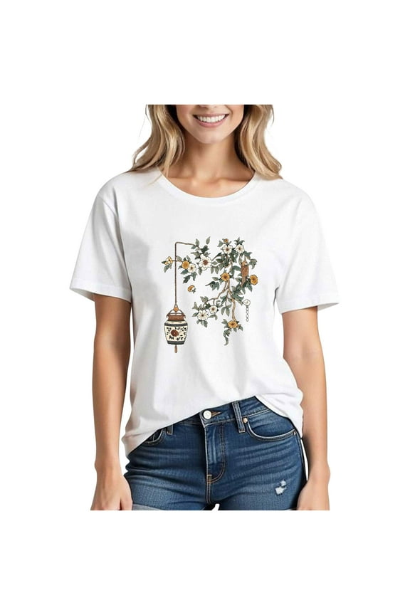 Womens Summer Tops Fashion Heart Star Graphic Tees Casual Round Neck Short Sleeve Going Out Tops Comfy Breathable Cotton T Shirts for Women L