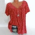 thumbnail image 1 of Busydd Womens Summer Tops Short Sleeve V Neck Plus Size Tops Shirts Boho Floral Print Comfy Blouses Soft Fashion Flowy Casual Tops Tees, 1 of 5