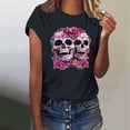 thumbnail image 1 of Busydd Womens Summer Tops Skull Print T Shirts for Women Casual Short Sleeve Round Neck Graphic Tees Comfortable Lightweight Cotton T-Shirts L, 1 of 6