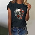 thumbnail image 1 of Busydd Womens Summer Tops Skull Print T Shirts for Women Casual Short Sleeve Round Neck Graphic Tees Comfortable Lightweight Cotton T-Shirts XL, 1 of 6