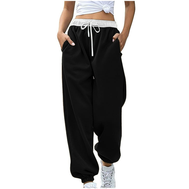 Busydd Womens Sweatpants 2024 Elastic Waist Drawstring Workout Running Jogging Pants Trendy Casual Loose High Waist Yoga Pants Baggy Lightweight