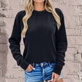 thumbnail image 1 of Busydd Womens Sweatshirts Casual Solid Color Long Sleeve Crewneck Sweatshirts Fashion Cotton Ribbed Fall Sweatshirt for Women M, 1 of 6