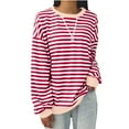 thumbnail image 1 of Busydd Womens Sweatshirts Crewneck Striped Loose Oversized Sweatshirt Plus Size Sweatshirt S-6XL, 1 of 4
