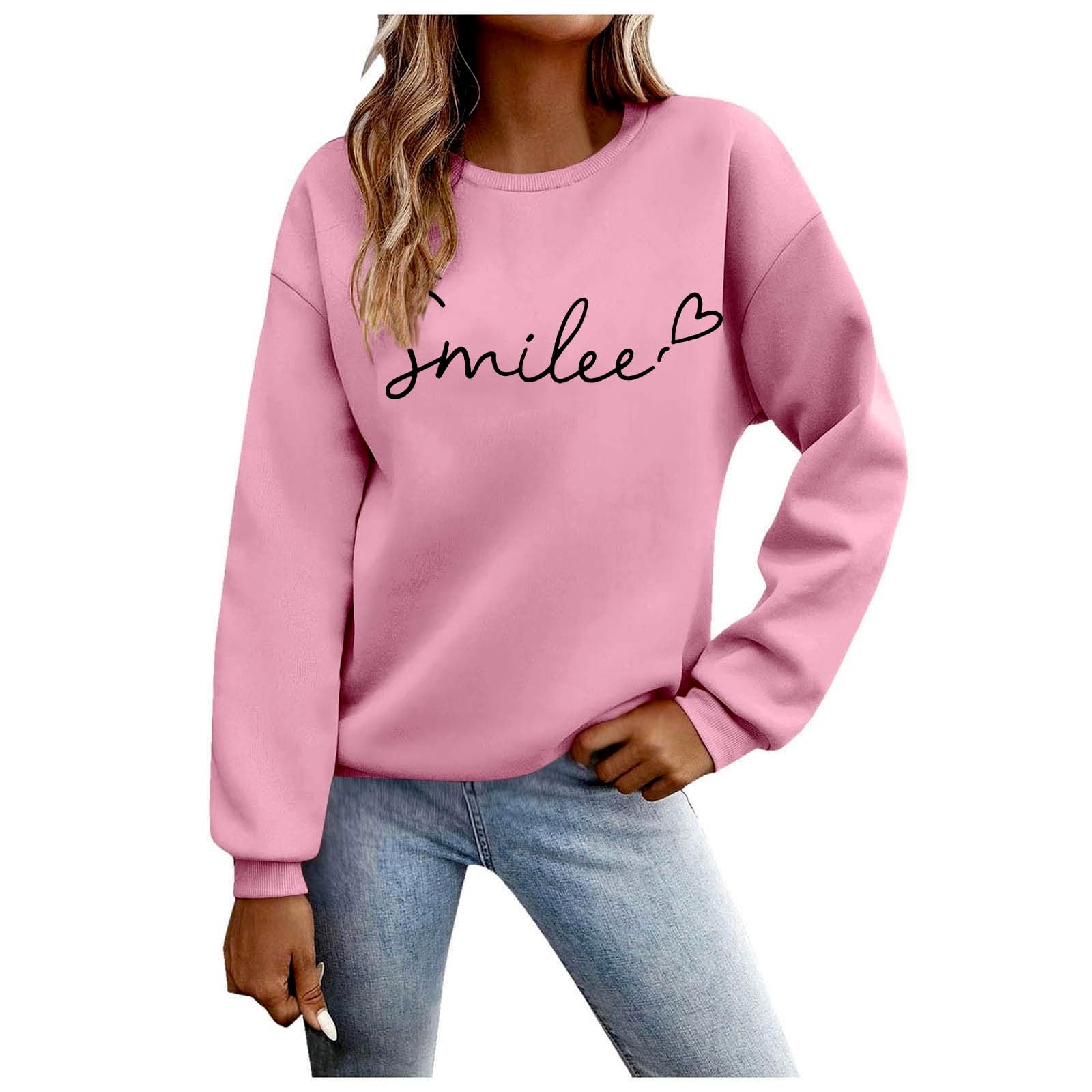 Smile Women's Raglan Sleeve Crewneck Sweatshirt - Soft Relaxed Fit Pullover Top