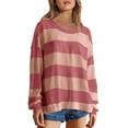 thumbnail image 1 of Busydd Womens Sweatshirts Fashion Striped Crewneck Sweatshirts Casual Loose Long Sleeve Shirts for Women Fall Clothes Lightweight Oversized Basic Hoodie Pullover Tops, 1 of 7