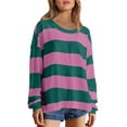 thumbnail image 1 of Busydd Womens Sweatshirts Fashion Striped Crewneck Sweatshirts Casual Loose Long Sleeve Shirts for Women Fall Clothes Lightweight Oversized Basic Hoodie Pullover Tops, 1 of 5