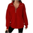 thumbnail image 1 of Busydd Womens Sweatshirts No Hood Zippers Solid Color Fall Sweatshirts Fashion Casual Stand Collar Long Sleeve Shirts for Women Loose Comfy Basic Pullover Tops with Pockets, 1 of 4