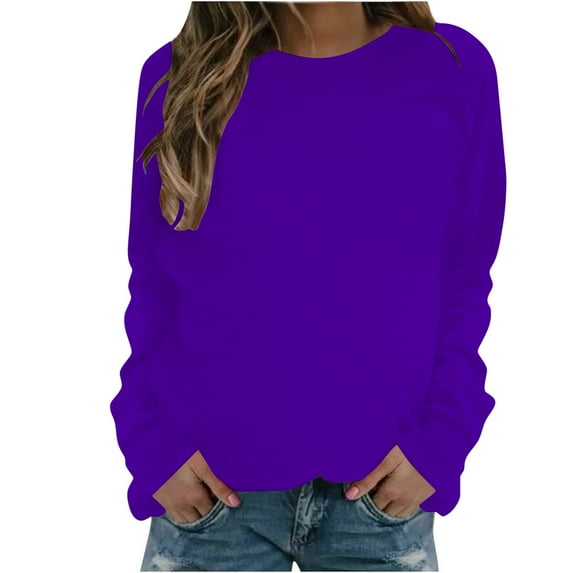 Busydd Womens Sweatshirts Solid Color Crewneck Sweatshirt Long Sleeve Basic Pullover Sweatshirts Casual Loose Oversized Sweatshirt for Women Fall Sweatshirts
