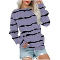 thumbnail image 1 of Busydd Womens Sweatshirts Striped Crewneck Sweatshirts Long Sleeve Shirts for Women Casual Loose Oversized Hoodie Pullover Tops Fashion Fall Clothes with Pocket, 1 of 5
