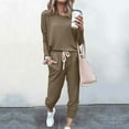thumbnail image 1 of Busydd Womens Sweatsuits 2 Piece Set Casual Comfy Solid Color Workout Sets for Women Long Sleeve Round Neck Tops and Elastic Waist Drawstring Jogger Sets for Women XL, 1 of 5