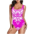 thumbnail image 1 of Busydd Womens Swimsuits Fashion Square Neck Monokini Swimsuits Colorful Print Tummy Control Swimwear High Waisted Halter Beachwear Summer Modest Full Coverage Tie Side One Piece Swimsuit, 1 of 6