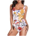 thumbnail image 1 of Busydd Womens Swimsuits Fashion Square Neck Monokini Swimsuits Hawaiian Tropical Floral Print Tummy Control Swimwear High Waisted Halter Beachwear Modest Full Coverage Tie Side One Piece Swimsuit, 1 of 6