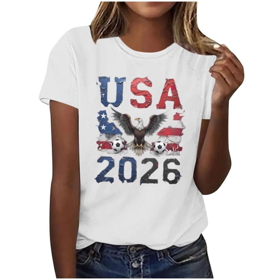 Busydd Womens T Shirts Trendy Crew Neck Soccer Graphic Tees Casual Summer Versatile Short Sleeve Going Out Tops L