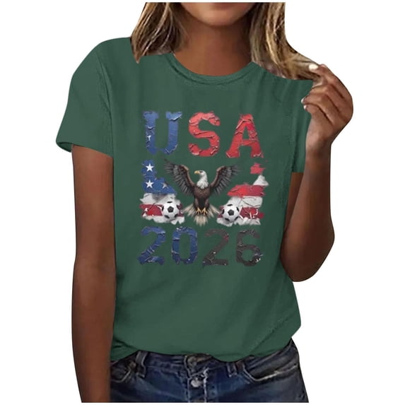 Busydd Womens T Shirts Trendy Crew Neck Soccer Graphic Tees Casual Summer Versatile Short Sleeve Going Out Tops S