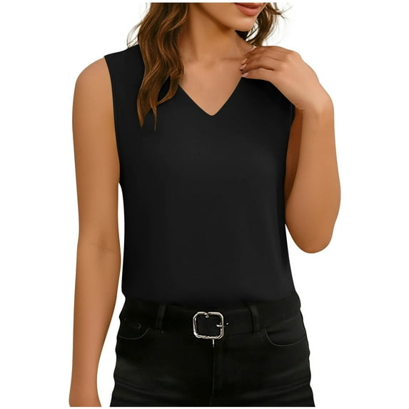 Busydd Womens Tank Tops Fashion V Neck Solid Color Summer Tops Casual Versatile Going Out Womens Sleeveless Tops M