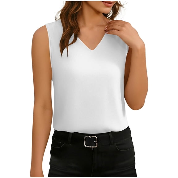 Busydd Womens Tank Tops Fashion V Neck Solid Color Summer Tops Casual Versatile Going Out Womens Sleeveless Tops XL