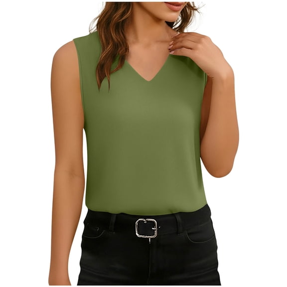 Busydd Womens Tank Tops Fashion V Neck Solid Color Summer Tops Casual Versatile Going Out Womens Sleeveless Tops XL