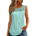 thumbnail image 1 of Busydd Womens Tank Tops Summer Fashion Lace Pleated Tops for Women Trendy Casual Loose Round Neck Going Out Tops for Women 2XL, 1 of 6