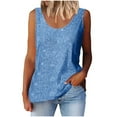 thumbnail image 1 of Busydd Womens Tank Tops Trendy Sleeveless Sequin Tops for Women Casual Oversized Solid Color Round Neck Women's Tops Plus Size Tops for Women 4XL, 1 of 6
