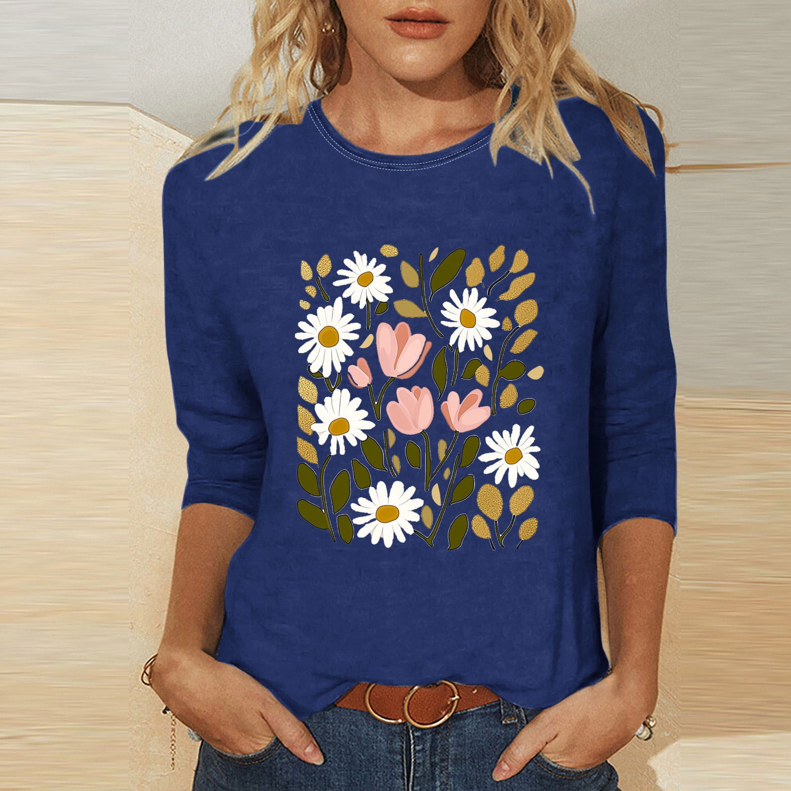 Busydd Womens Tops Casual 3/4 Lenght Sleeve Going Out Tops for Women ...